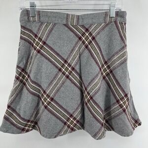 Aeropostale Prince & Fox Gray Plaid Soft Cotton Skirt Juniors Large Schoolgirl